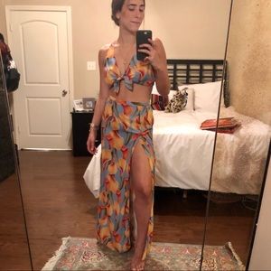 Floral print dress set; custom made